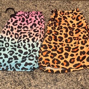Men’s Leopard Print Skirt Set - Pink/Blue and Orange Size 2XL